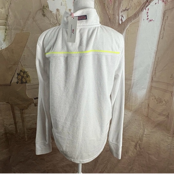 NEW Vineyard Vines Pop Terry Towel Shep White Pullover with Pink Accents - Picture 7 of 10